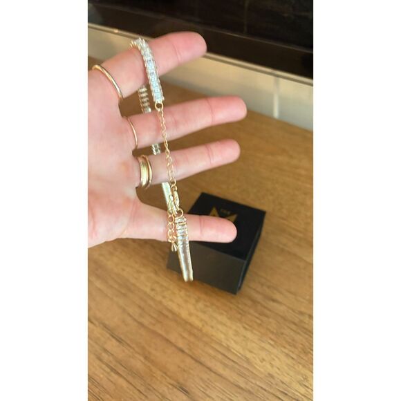 The M Jewelers THE PAVE' TENNIS BRACELET Gold Vermeil Tennis Necklace - Picture 2 of 5